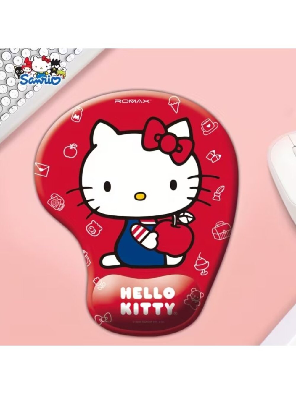 Hello Kitty Ergonomic Mouse Pad Gel Wrist Rest Cute Sanrio Desk Accessory Red